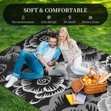 MontVoo Outdoor Rug-Waterproof Patio Rug Mat 5x8 ft Outdoor Carpet Mat Reversible Plastic Straw Outside Outdoor Rug for RV Camping Picnic Beach Balcony Backyard Pool Deck Porch Farmhouse Floral Black MontVoo