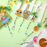 Wesiti 6 Pcs Summer Diamond Art Kits Double Sided Diamond Art Suncatchers Painting Wind Chimes Hanging Ornaments with Crystal Pendant for Adults Kids Summer Beach Home Window Decor DIY Craft Wesiti