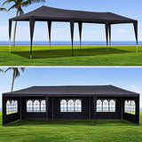 10'X30' White Party Tent, Large Outdoor Canopy Gazebo with 8 Removable Sidewalls for Weddings, Backyard Events & Commercial Use, Black PeakPursuit