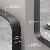 Yamazakura Large Bathroom Mirror for Wall, 72x40 Inch Matte Black Framed Bathroom Vanity Mirror for Farmhouse Living Room Bedroom, Anti-Rust, Tempered Glass, Rounded Corner, Horizontal/Vertical Yamazakura