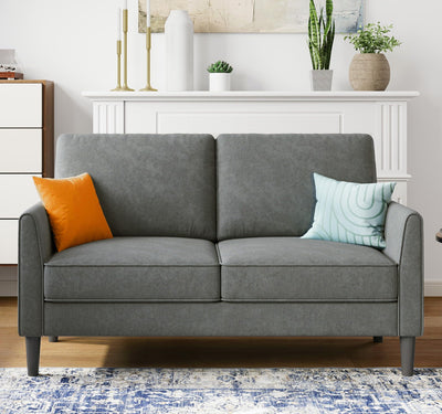 LINSY Loveseat Sofa Couch - Comfy 58" Small Loveseat for Small Spaces Modern Couches with Thick Cushion, Ergonomic Design Soft Sofa for Living Room Bedroom Apartment (Dark Grey)