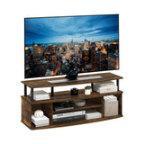 Furinno Jaya Large Entertainment Center Stand Unit/TV for up to 55 inch, Amber Pine/Black Furinno