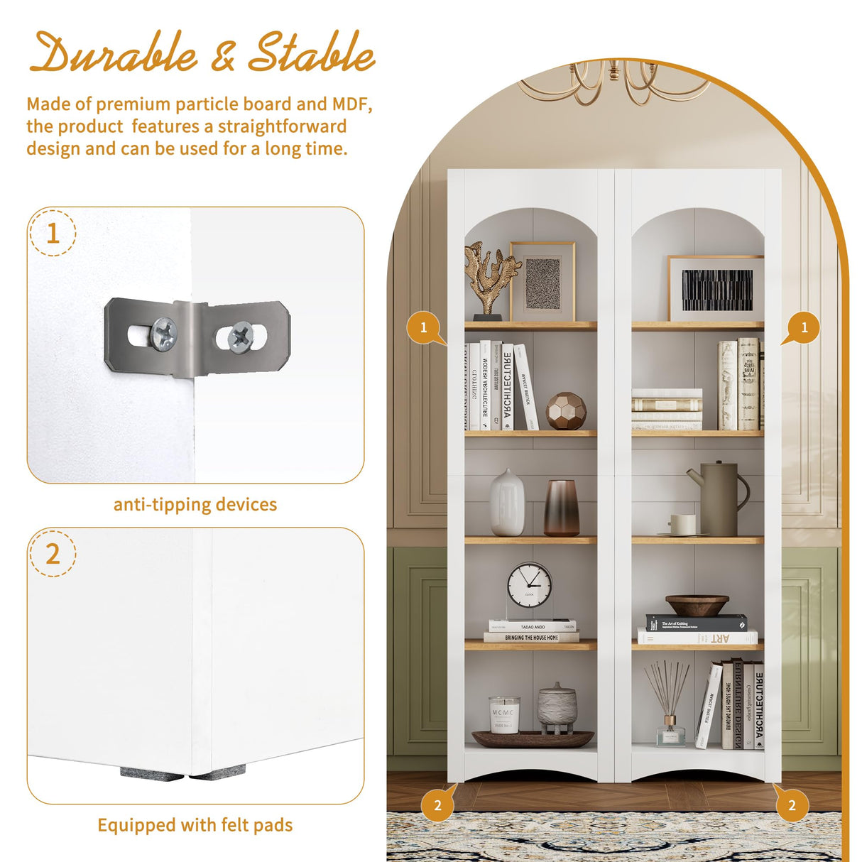 Merax Minimalist Entertainment Wall Unit Set with Ample Storage Space and Adjustable Shelves, TV Stand for Televisions Up to 70'', Mid-Century Large Media Console for Living Room, White Merax