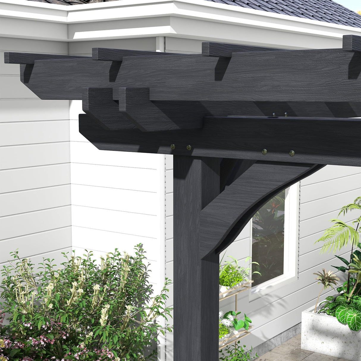 Outsunny 12' x 10' Outdoor Pergola, Wood Grape Gazebo for Climbing Plant Support, Garden, Patio, Backyard, Deck, Gray Outsunny