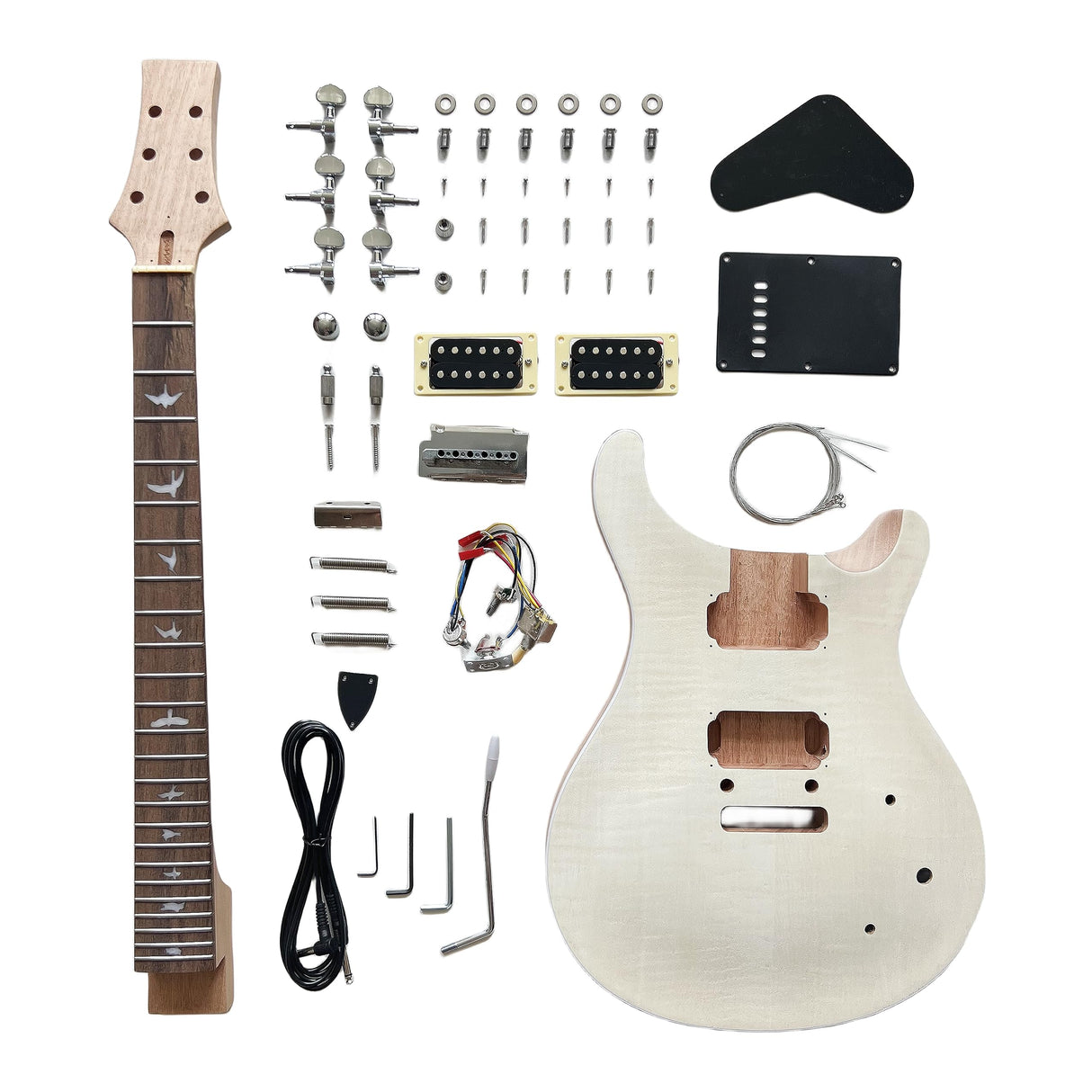 DBL PRS Style DIY Electric Guitar Kits,6 String Right-Handed with Mahogany Body Mahogany Neck Rosewood Fingerboard Chrome Hardware,Build Your Own Guitar. DBL