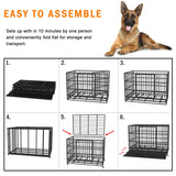 BOLDBONE 54/48/42/38 inch Heavy Duty Indestructible and Escape-Proof Dog Crate Cage Kennel for Large Dogs, High Anxiety Dog Crate with Removable Crate Trays, Wheels and Double Door, Extra Large XL XXL BOLDBONE