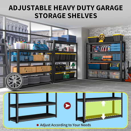 YEEZER Shelving Units and Storage, 1800LBS Garage Storage Shelves, 3 Tier Shelving Unit, Steel Industrial Shelving, Adjustable Standing Shelf for Garage, Pantry, Closet 36" H x 36" W x 16" D, Black YEEZER