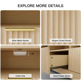 Amada TV Stand for 50-65" TV, Fluted Modern TV Stand Entertainment Center with Drawers and Open Shelf, Waveform Panel, Sleek Curved Profile Media TV Console Table for Living Room, Bedroom, Nature Oak AMADA HOMEFURNISHING