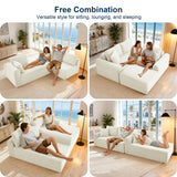 103'' Modular Sectional Sofa Cloud Couch Sectional with L-Shape Chaise, Modern Corduroy Modular Couch Sofa Bed with Throw Pillows, No Assembly Needed for Living Room, Right Facing Chaise, Beige Zyerch