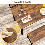 Rovibek 43" Dining Table Set for 4, Modern Space Saving Kitchen Breakfast Table with Benches & Adjustable Feet, Wooden Industrial Style Farmhouse, Brown Rovibek
