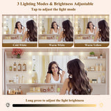 HUAHUU Large Vanity Desk with Mirror & Lights, White Makeup Vanity with 8 Drawers & 6 Storage Shelves, Vanity Set with LED Lights and Power Outlet, 3 Lighting Modes, Adjustable Brightness HUAHUU