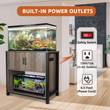 BEURUKU 40 Gallon Tank Stand with Cabinet and Power Outlets, Heavy Duty Metal Aquarium Stand for 40-50 Gallon Breeder Tank, Turtle Tank, Double Terrarium Stand, 660LBS Capacity, Grey BEURUKU