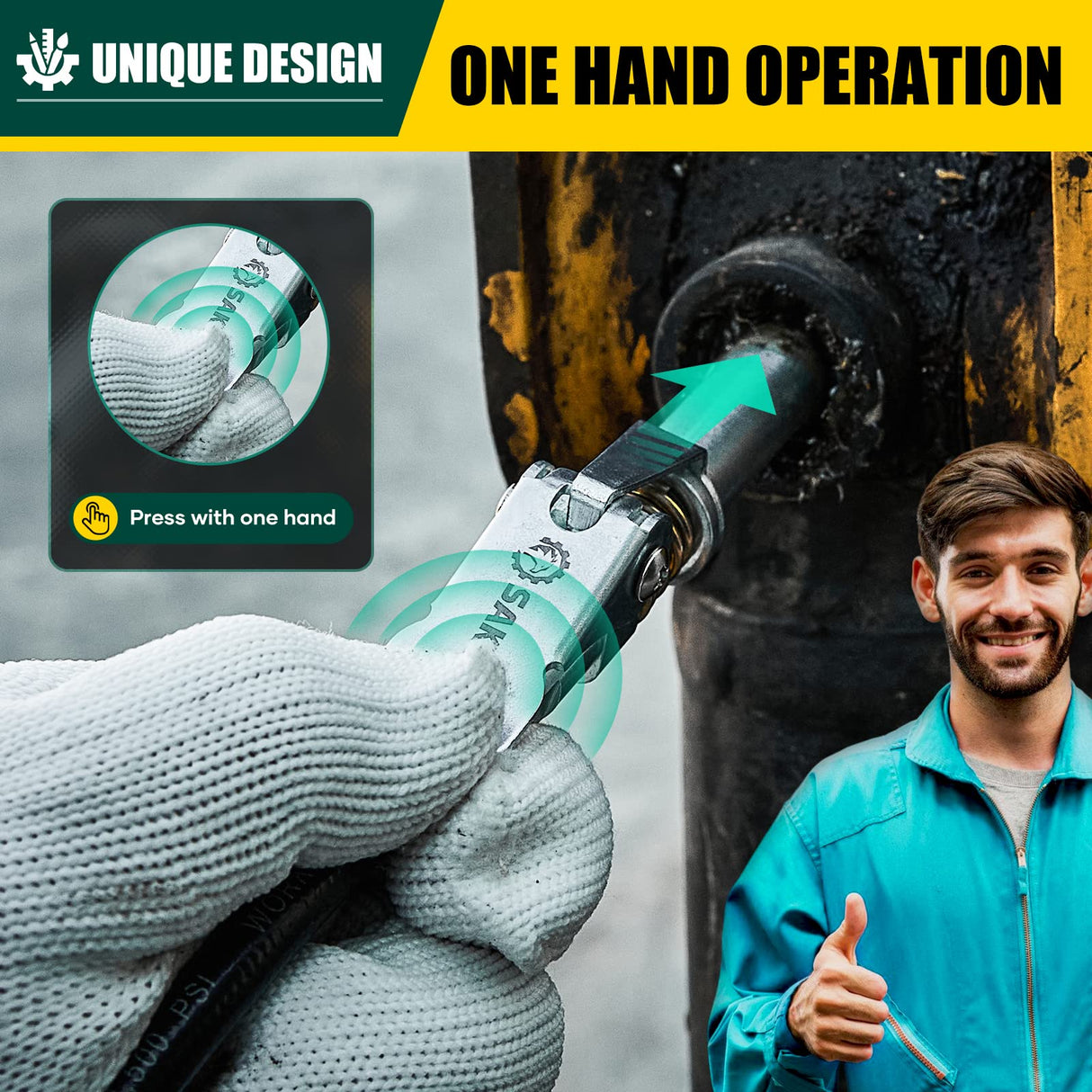 Saker Grease Gun Coupler,Compatible with All Grease Guns 1/8" NPT Fittings（Suitable for diameters Greater Than 14mm,Upgrade to 14000 PSI Saker