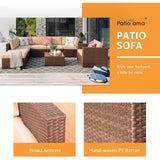 Patiorama 2-Piece Patio Furniture Sofa Set, Outdoor Sectional Sofa, All-Weather Brown PE Wicker Rattan Conversation Set, Outdoor Loveseat, Patio Seating for Balcony Garden Pool (Beige Cushion) Patiorama