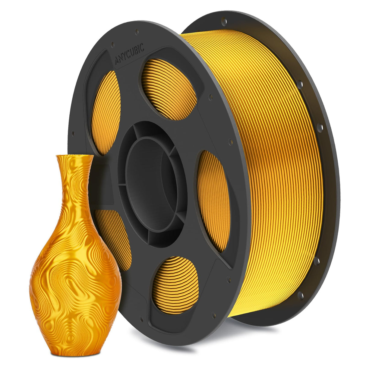 ANYCUBIC Silk Filament, Clog-Free Shiny 3D Printer PLA Filament 1.75mm Dimensional Accuracy +/- 0.02mm, 1KG Reusable Spool (2.2 lbs), Silk Gold ANYCUBIC