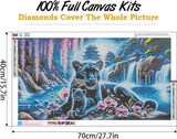 Ekuxom Large Diamond Art Kits for Adults, Waterfall Large Animal Diamond Painting Kits, Round Full Drill Leopard Diamond Dots Paintings Gem Crafts Wall Art Decor Gifts 27.5 X 15.7 inch Ekuxom