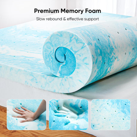 Marsail Mattress Topper Queen, 3-inch Gel Memory Foam, Bed Topper for Queen Size Bed, Soft for Sleeper Sofa, RV, Camper, CertiPUR-US Certified Marsail
