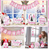 Bucherry 15 Pieces Christmas Tiered Tray Decor Gingerbread Christmas Farmhouse Table Decorations Tiered Tray Xmas Decor Set Winter Wooden Sign Tabletop for Xmas Party (Romantic Style) Bucherry