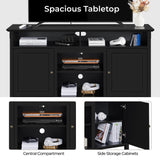 Yaheetech Black TV Stand with Doors for TVs up to 65 in, Modern TV Console with Power Outlet & Storage Shelf, Mid-Century Entertainment Center for Living Room, 31 in Tall Yaheetech