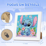 Gearock Diamond Art Kits for Adults Beginners, Small 5D Diamond Painting Kits with Wooden Frame, Easy DIY Cute Big Gem Kits for Cartoon Lovers Halloween Christmas Birthday Gifts, 7x7 Inch Gearock