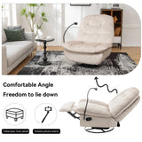 LEHZROAJ Swivel Rocker Recliner Chair for Adult, Power Glider Nursery Rocking Chair, Armless Single Recliner Sofa for Living Room, Oversized & Overstuffed, Phone Holder Included, White LEHZROAJ