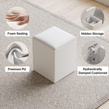 homary White Lift Top Coffee Table with Hidden Storage, 3 in 1 Multi-Function Modern Folding Center Table with 4 Stools and Casters homary