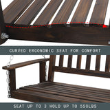 MUPATER Outdoor Patio Hanging Wooden Porch Swing 4FT with Chains, 2-Person Heavy Duty Swing Bench for Garden and Backyard, Rustic MUPATER