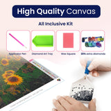 Modern Merch Sunflower Diamond Art Kits for Adults, Sunset Landscape 5D Diamond Painting for Adults, DIY Sunflower Wall Art Cross Stitch Kits, Full Round Drill 12x16in Modern Merch