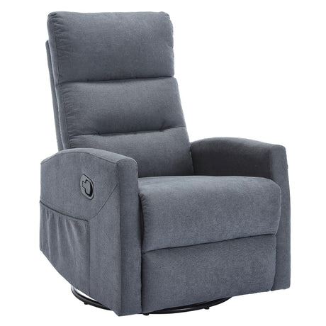 PELUMY Manual Recliner Chair with 360° Swivel & Rocking, Fabric Recliner for Living Room, Bedroom, Nursery, No Tools Assembly, 155° Recline, Compact for Small Spaces（Grey） PELUMY