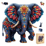 delobil Elephant Wooden Puzzles for Adults, Jigsaw Puzzles 500 Pieces, Unique Shape Puzzles with Wooden Box, 16.7" x 16.1" Royal Size Family Game Gift, Fun Challenging Puzzles for Adults and Kids delobil