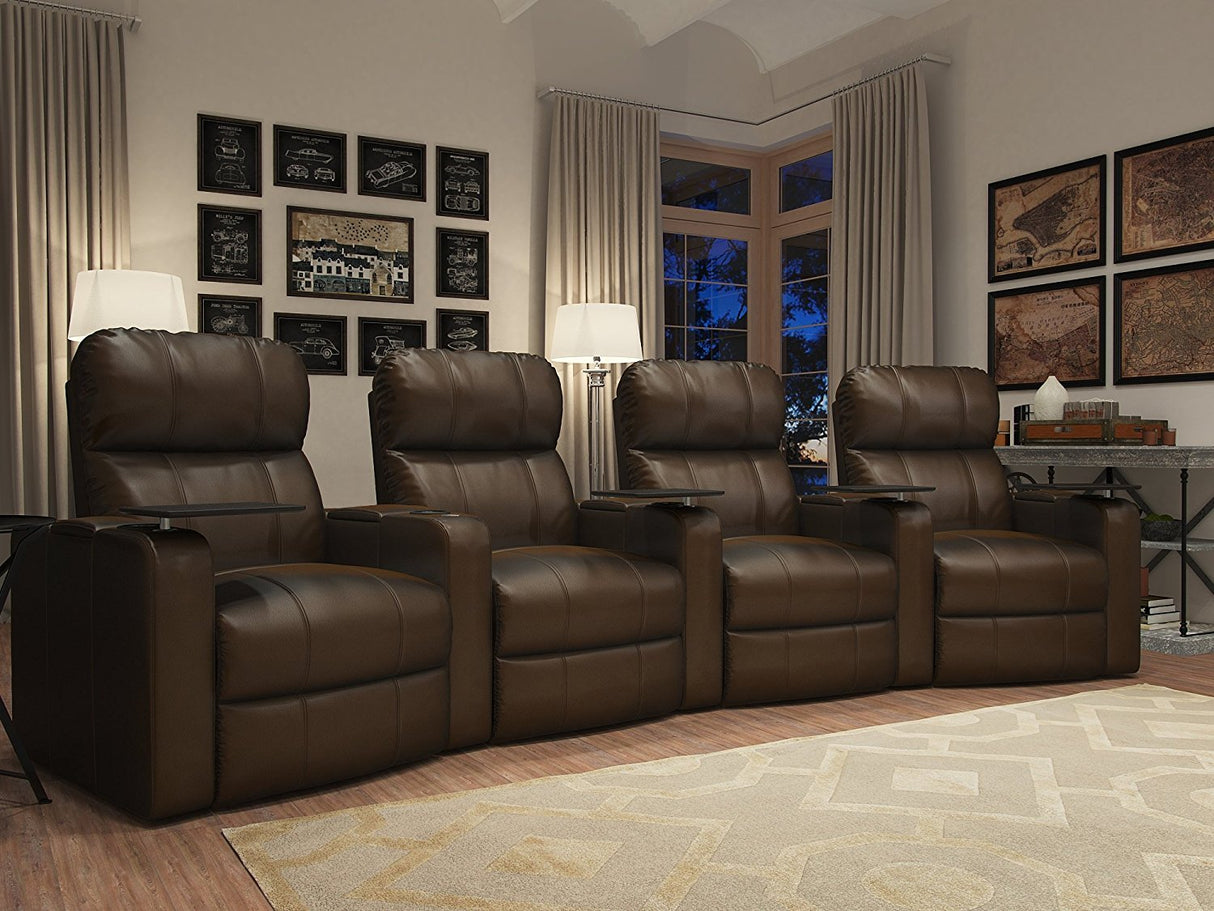 Octane Seating Turbo XL700 Home Theater Power Recline - Lighted Cup Holders & Baserail - Row 4 Curved - Storage Arms - Memory Foam Octane Seating