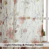 OWENIE Crushed Semi Sheer Curtains 72 Inches Length 2 Panels, Floral Pattern Design Rod Pocket Light Filtering Farmhouse Curtains for Bedroom Living Room, 2 Pieces Total 84 Inch Wide, 72 inch Long OWENIE