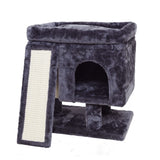 SYANDLVY Small Cat Tree for Indoor Cats Large Adult, Cat Tower with Scratching Post, Modern Cat House with Padded Perch, Kittens Condo with Board, Cat Cave (Smoky Grey) SYANDLVY