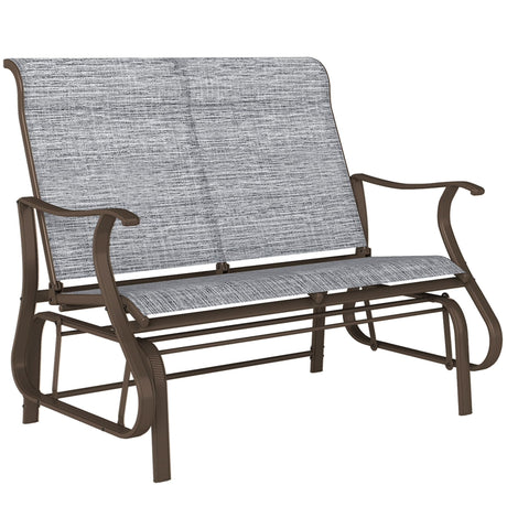 Outsunny 2-Person Outdoor Glider Bench，Patio Glider Loveseat Chair with Powder Coated Steel Frame，2 Seats Porch Rocking Glider for Backyard, Lawn, Garden and Porch, Mixed Gray Outsunny