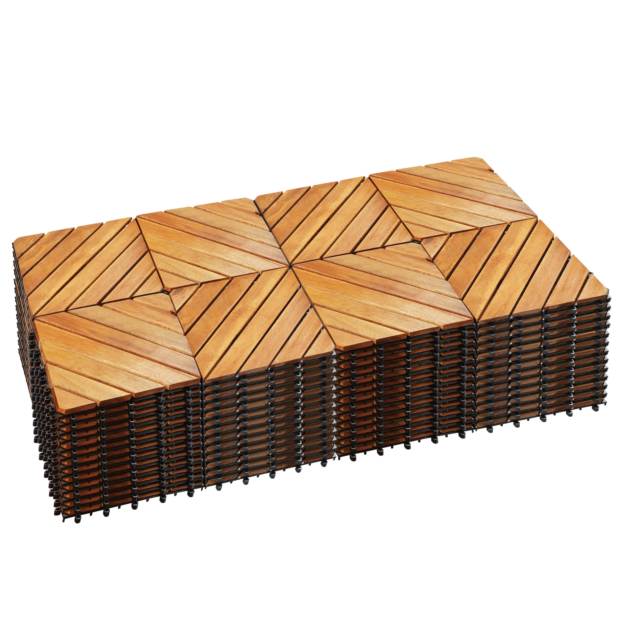 PrimeZone 108 PCS FSC Certified Acacia Wood Interlocking Patio Deck ...