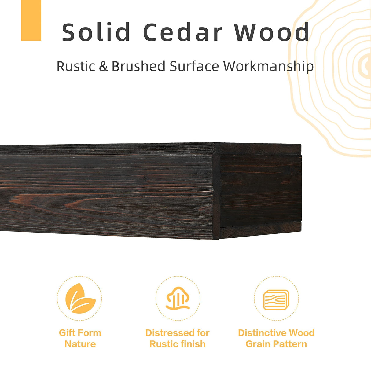 60" Rustic Wood Fireplace Mantel | Wall-Mounted & Floating Shelf for Home Decor Mederlo