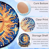 8 PCS Sun and Moon Diamond Art Coasters-Sun Diamond Painting Coasters Kits with Holder, DIY Moon Coaster Kit with Cork Bases for Adults Beginners as Gift Home Decors HITO