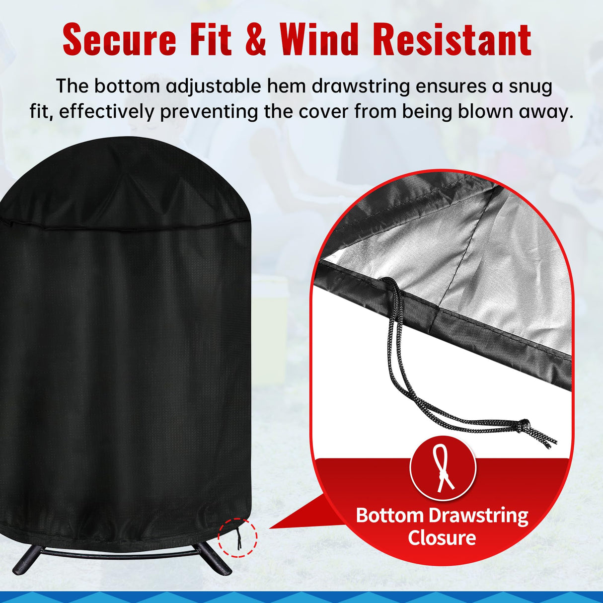 iCOVER Vertical Round Smoker Cover, Kettle Grill Cover, 29 Inch BBQ Barbecue Cover, Dome Smoker Cover, Bullet Smoker Cover, Barrel Cover Fire Pit Cover for Char-Broil Weber George Foreman Brinkmann i COVER