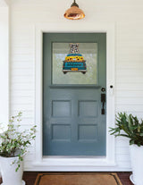 Interchangeable Welcome Sign for Front Door Blue Farmhouse Truck Decor Hanging Sign with 11 Interchangeable Seasonal and Holiday Decor Signs 12x14 in. (Blue Farmhouse Truck) Parallel Decor