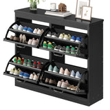 YITAHOME Shoe Cabinet with 4 Flip Drawers, Freestanding Shoe Rack, Shoe Organizer, Narrow Shoe Cabinet for EntryWay Hallway Living Room, Black YITAHOME