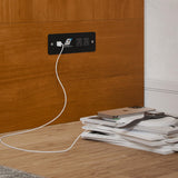 AFI Hamilton Queen Murphy Bed Chest with Mattress, Storage, and Built-in Charger in Light Toffee AFI