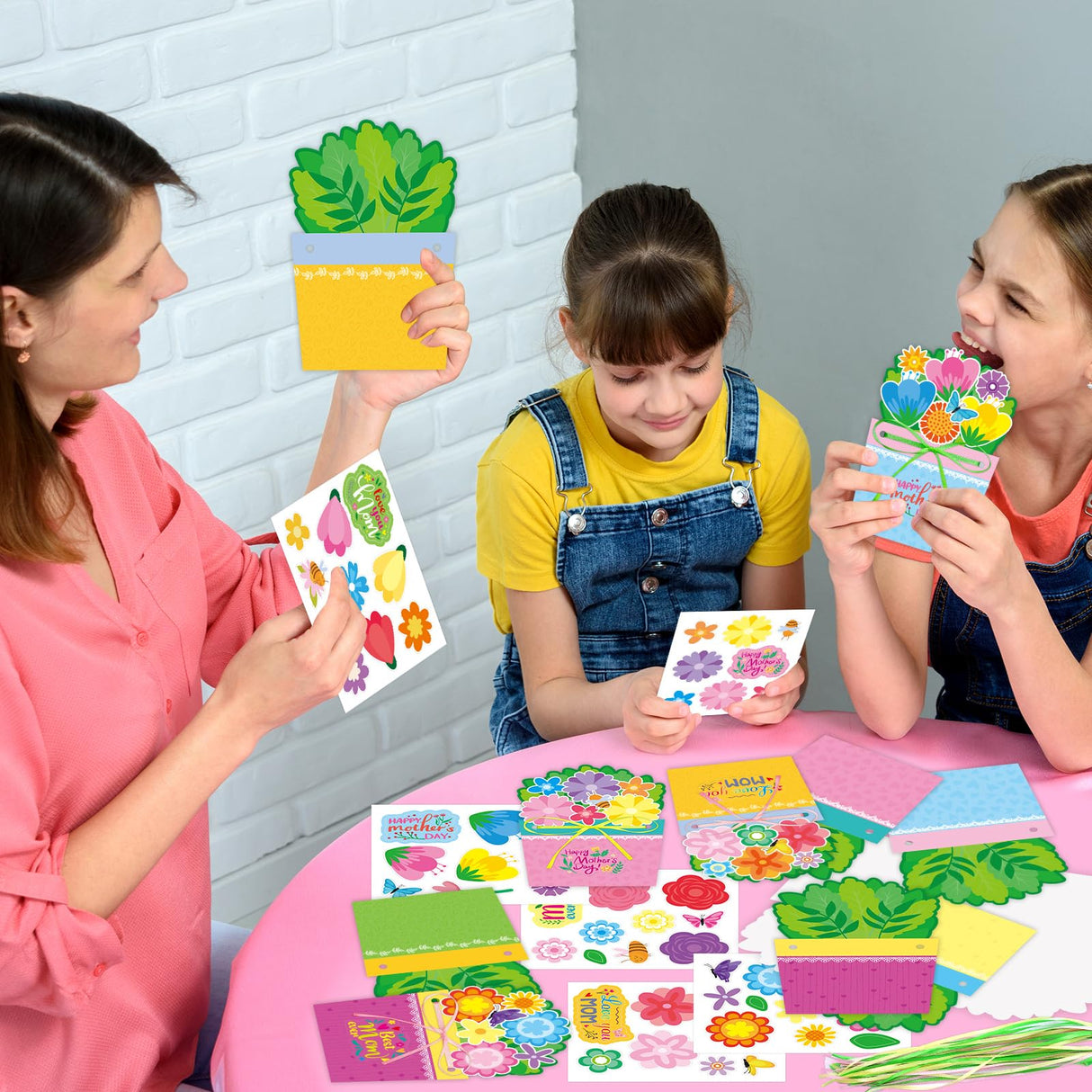 Fancy Land 24 Sets Mothers Day Crafts for Kids DIY Greeting Card Making Kit Mothers Day Cards with Envelopes Classroom Activities Gifts for Mom Fancy Land
