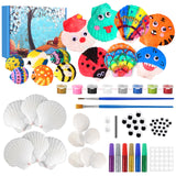 Sea Shell Painting Kit for Kids, Christmas Birthday Gifts for Girls Boys Toys for Ages 4 5 6 7 8 9, Children DIY Creative Activity Art Toys with Refrigerator Magnets, 4-12 Year Old Arts & Crafts Gifts WODEER