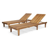 Great Deal Furniture Outdoor Wooden Chaise Lounge (Set of 2), Teak Finish GDFStudio