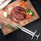 JY COOKMENT Meat Injector Syringe 2-oz Marinade Flavor Barrel 304 Stainless Steel with 3 Professional Needles 2 Cleaning Brushes and 4 Silicone O-Rings JY COOKMENT