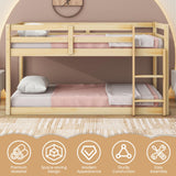 LUKEEHOM Twin Over Twin Low Profile Bunk Bed with Ladder - Ideal for Kids' Rooms LUKEEHOM