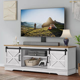 YITAHOME Farmhouse TV Stand with Mount, Television Stand Mount with 3 Height Adjustment for 32-70 inch TVs, Entertainment Center Media Console w/Sliding Barn Door for Living Room, Grey White/Grey Wash YITAHOME