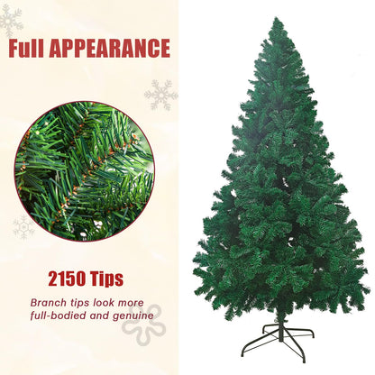 MKSY 10FT Artificial Christmas Tree, Full Premium Hinged Artificial Pine Tree with 2150 Branch Tips Metal Stand for Outdoor & Indoor (Green)