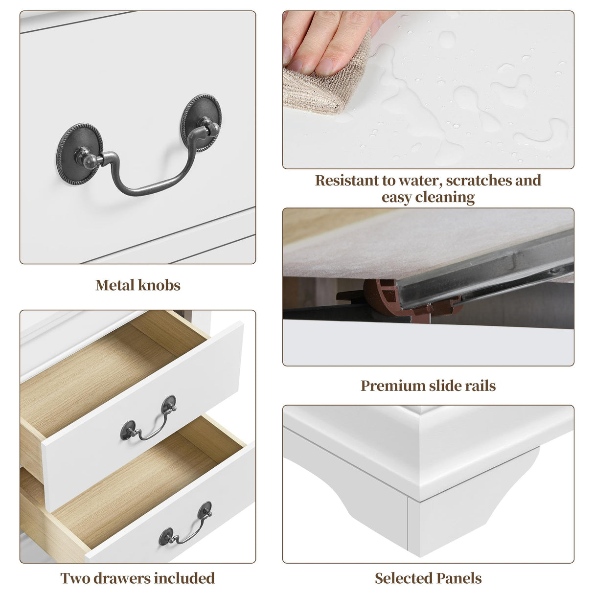 Yaheetech Fully-Assembled Nightstands Set of 2, 2-Drawer Nightstands Large Classic Bedside Tables with Storage, Wooden Painted Storage Cabinet for Bedroom, 21.5″L×16″W×24.5″H, White Yaheetech