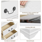 Yaheetech Fully-Assembled Nightstands Set of 2, 2-Drawer Nightstands Large Classic Bedside Tables with Storage, Wooden Painted Storage Cabinet for Bedroom, 21.5″L×16″W×24.5″H, White Yaheetech